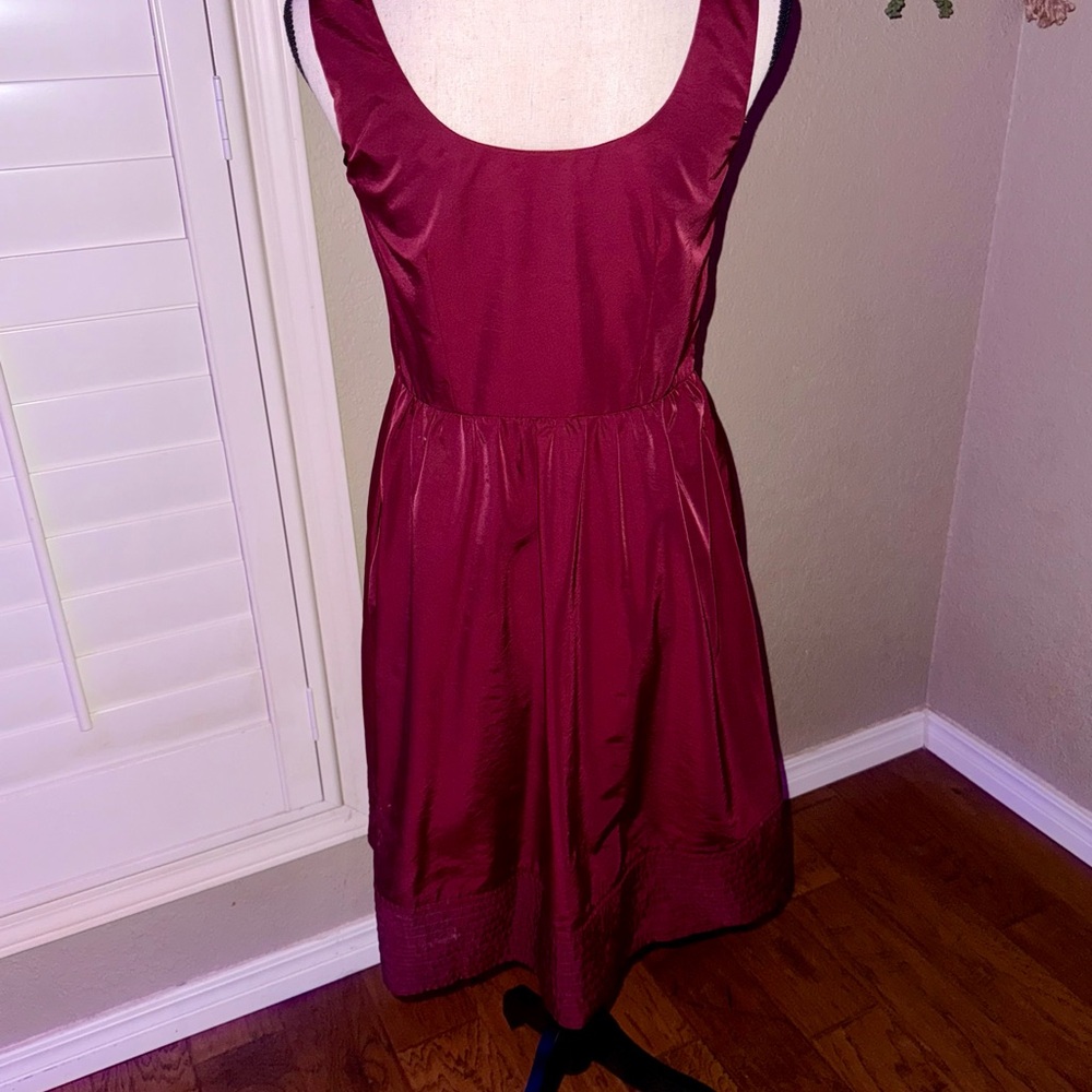 Tevolio Burgundy Satin Cocktail Dress - Size 4 Like New